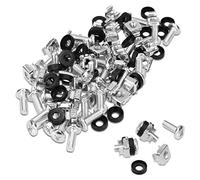 kwmobile Set de 50 tuercas enjauladas M6 con tornillos y separadores - Para montaje de equipos de red en armario rack de 10 y 19 pulgadas - en plateado