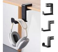 kwmobile Soporte Auriculares Mesa - Soporte Cascos Headset/Overear headphone para Mesas de 1 a 4 cm - Rotación 360 ° - Instalación Sin Herramientas - Headset Stand negro