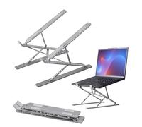 kwmobile Soporte Portatil Mesa - Soporte Ordenador Portátil para Escritorio con 16 Alturas Ajustables - Laptop Stand para Trabajar Estudiar y Gaming - Base Portatil Plegable