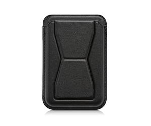 kwmobile Tarjetero Adhesivo para Movil - Porta Tarjetas de Cuero Sintético con Función de Soporte para Smartphone