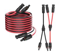 KWODE Cable Panel Solar Y Conector Solar Fotovoltaico Kit, 2x5m 4mm² Cable de Extensión del Panel Solar+1 Pares Y Conectores Adaptador Cable Solares Conectores de Cable de Panel Solar para Sistema