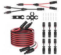 KWODE Cable Solar 1Y2 Conector Solaire Kit, 2x5m 4mm² Cable Extensión del Panel Solar+1 Pares Y Solaire Conectores Solares+6 Pares Solar Panel Cable Conector+2 Llave Solaire, Prolongador Cable Solar