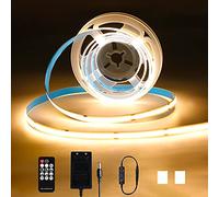 KWODE Tira LED Blanco Cálido 2M 640 LEDs, COB Tiras LED 3000K Regulable con Control Remoto y Fuente de Alimentación COB LED Strip para Decoracion