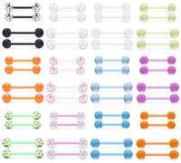 Kwoencxi Piercing para pezón de plástico de 14 G, calibre 14, brilla en la oscuridad, goma acrílica, silione recto, retenedor de lengua, pezón, piercing de joyería, cirugía, deporte, trabajo, mujeres