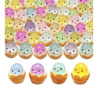 KWQBHW 100 Piezas Luminosas Mini Figuras de Pollo Resina Pollito de Pascua Pequeñas Estatuas Que Brillan en la Oscuridad Huevos de Pascua Pollito Hada Jardín Micro Paisaje Decoraciones