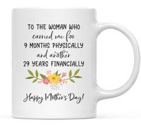 KWQDOZF A la mujer que me cargó físicamente durante 9 meses, y otra taza de café Tazas de café novedosas Taza de cerámica impresa de doble cara para té Leche 11oz