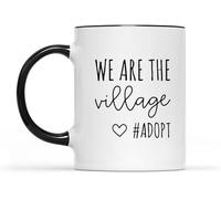 KWQDOZF Adopción Somos The Village Adopt Tazas de café Taza de café novedosa Taza de té de cerámica impresa de doble cara para mamá Papá Amigo Esposa Esposo Regalo 11oz