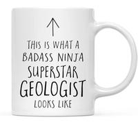 KWQDOZF Así es como luce un geólogo superestrella rudo Tazas de café Taza de café novedosa Taza de té de cerámica con impresión de doble cara para mamá, papá, amigo, esposa, esposo Regalo de 11 oz