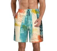 KWQDOZF Bañador para Hombre, diseño de Pintura al óleo, Pantalones Cortos de Playa, Pantalones Cortos Abstractos Modernos para Hombre, Traje de baño de Secado rápido