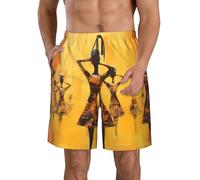 KWQDOZF Bañador para Hombre, Pintura al óleo Africana, Pantalones Cortos de Playa para Mujer, Traje de baño Tradicional para niña de Secado rápido