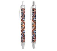 KWQDOZF Bolígrafo retráctil de punta redonda marroquí Patchwork, tinta negra, agarre súper suave, 0,5 mm, punta mediana, bolígrafos de oficina, 2 unidades