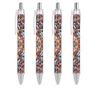 KWQDOZF Bolígrafo retráctil de punta redonda marroquí Patchwork, tinta negra, agarre súper suave, 0,5 mm, punta mediana, bolígrafos de oficina, 4 unidades