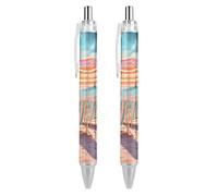 KWQDOZF Bolígrafo retráctil Sunrise at The Beach, tinta negra, punta fina de 0,5 mm, material de oficina