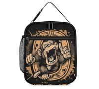 KWQDOZF Bolsa de almuerzo portátil con diseño de mono chimpancé y simios Kung Fu, reutilizable, a prueba de fugas, aislante, para el trabajo, playa, picnic