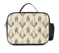 KWQDOZF Bolsa para almuerzo con aislamiento portátil a prueba de fugas con diseño de piezas de ajedrez blancas y jaque mate.