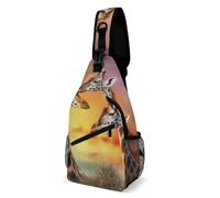 KWQDOZF Bolsas de gimnasio para hombre y mujer, mochila para exteriores, diseño de jirafa al atardecer, bandolera para negocios, viajes, senderismo, estuche para cámara.