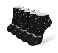 KWQDOZF Calcetines de algodón con luna creciente sobre fondo negro para mujer y hombre, calcetines bajos para el trabajo, 5 pares