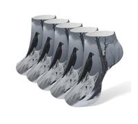 KWQDOZF Calcetines de cuervo y lobo blanco para hombre y mujer, cómodos y transpirables, con estampado de tobillo, con lengüeta acolchada, 5 pares