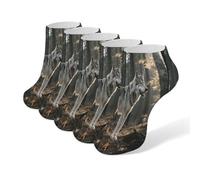 KWQDOZF Calcetines de lobo para hombre y mujer, cómodos, transpirables, con estampado de tobillo, divertidos, con lengüeta acolchada, 5 pares