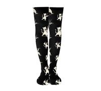 KWQDOZF Calcetines hasta la rodilla con estampado de gato tocando el violín, informales, por encima de la pantorrilla, para mujer y hombre.