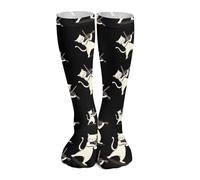 KWQDOZF Calcetines hasta la rodilla con estampado de gato tocando el violín, informales, por encima de la pantorrilla, para mujer y hombre.