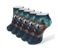 KWQDOZF Calcetines invisibles Lobo bajo el cielo estrellado para hombre y mujer, paquete de 5, antideslizantes, para senderismo y deportes