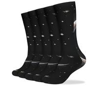 KWQDOZF Calcetines largos, finos e informales con luna creciente sobre fondo negro para hombre y mujer (5 pares).