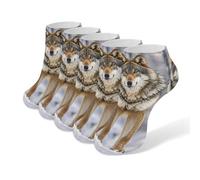 KWQDOZF Calcetines tobilleros de lobo, 5 pares, de corte bajo, antideslizantes, invisibles, cómodos, deportivos, para mujeres y hombres.