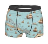 KWQDOZF Calzoncillos bóxer elásticos para Hombre con Estampado de Mapa de Aventuras Piratas, Que absorben la Humedad.