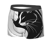 KWQDOZF Calzoncillos Tipo bóxer para Hombre con diseño de Gato Tai Chi, Ropa Interior Transpirable para Hombre con diseño de Gato Blanco y Negro, Calzoncillos Tipo bóxer cómodos y de sujeción