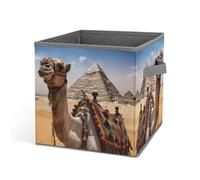 KWQDOZF Cesta de almacenamiento duradera, plegable, con estampado de dromedario en forma de pirámide, organizador de tela con asa para armario y cuarto de servicio.