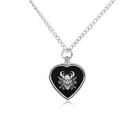 KWQDOZF Collar con colgante de corazón para cenizas de mascotas con máscara de guerrero samurái Oni, miniestuche para cremación de perros y gatos.