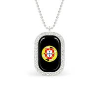 KWQDOZF Collar con colgante de fútbol con el emblema de Portugal para mujer, cadena cuadrada de oro y plata, joyería con bisel de diamantes.