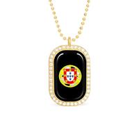 KWQDOZF Collar con colgante de fútbol con el emblema de Portugal para mujer, cadena cuadrada de oro y plata, joyería con bisel de diamantes.