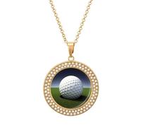KWQDOZF Collar con estampado de pelota de golf, delicado poste con diamantes de imitación