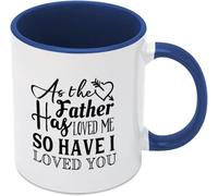 KWQDOZF Como el Padre me ha amado, así también yo te he amado, taza de café novedosa, taza de té de cerámica con impresión de doble cara para mamá, papá, amigo, esposa, esposo, regalo de 11 oz