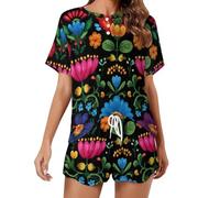 KWQDOZF Conjunto de Pijama para Mujer de México para Halloween Cinco de Mayo, Tops de Manga Corta, Ropa de Dormir y Estar en casa para el Verano.
