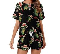 KWQDOZF Conjunto de Pijama para Mujer Pickle Playing The Harmonica, Tops de Manga Corta, Ropa de Dormir y Estar en casa para el Verano.