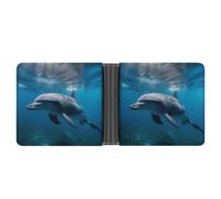 KWQDOZF di delfini nell'oceano, portafogli Bifold da uomo, portafogli con tasca frontale per uomo