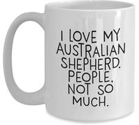 KWQDOZF Divertida taza de café de cerámica con texto Amo a mi pastor australiano, con impresión de doble cara, ideal para mamá, papá, amigo, esposa o esposo, 11 oz