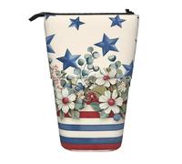 KWQDOZF Estuche para lápices American Star Standing Pencil Case Vintage USA Flag Pencil Pocket Telescopic Case Stationery Case Expanded Organizer for Office Supplies Makeup Travel