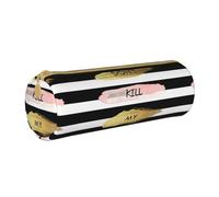 KWQDOZF Estuche Redondo de Piel con diseño de Rayas Don't Kill My Vibe para lápices, Bolsa de Maquillaje para Mujeres, Hombres, Escuela, Oficina y Viajes