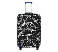 KWQDOZF Funda de Equipaje con diseño de Esqueleto de Dinosaurio en Blanco y Negro, Lavable, de Fibras elásticas, para Maletas Extra Grandes.