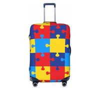 KWQDOZF Funda de Equipaje con Rompecabezas Coloridos para concienciar sobre el Autismo, Lavable, de Fibras elásticas, para Maletas de tamaño Mediano.