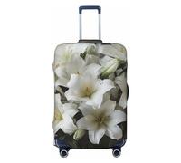 KWQDOZF Funda de Equipaje de Viaje con diseño de Lirios Blancos, elástica, antiarañazos, Impermeable, Compatible con Maletas Medianas de 18 a 32 Pulgadas.