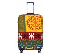 KWQDOZF Funda elástica Colorida para Equipaje de Viaje con diseño de Collage de símbolos Tribales Antiguos Abstractos, Funda Protectora para Maleta de baúl de 19'' a 32''