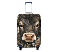 KWQDOZF Funda elástica Divertida para Equipaje de Viaje con diseño de Vaca, Animales de Granja, Flores rústicas, Funda Protectora para Maleta de baúl de 19'' a 32''