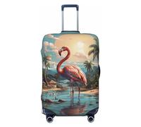 KWQDOZF Funda elástica para Equipaje de Viaje con diseño de flamencos Frescos en la Playa y la Costa, Funda Protectora para Maletas de 19 a 32 Pulgadas