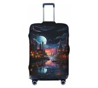 KWQDOZF Funda elástica para Equipaje de Viaje con diseño de Paisaje Urbano mágico y futurista, Funda Protectora para Maleta de baúl de 19'' a 32''