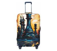KWQDOZF Funda elástica para Equipaje de Viaje con diseño geométrico Abstracto de ajedrez en Azul, Funda Protectora para Maleta de baúl de 19'' a 32''